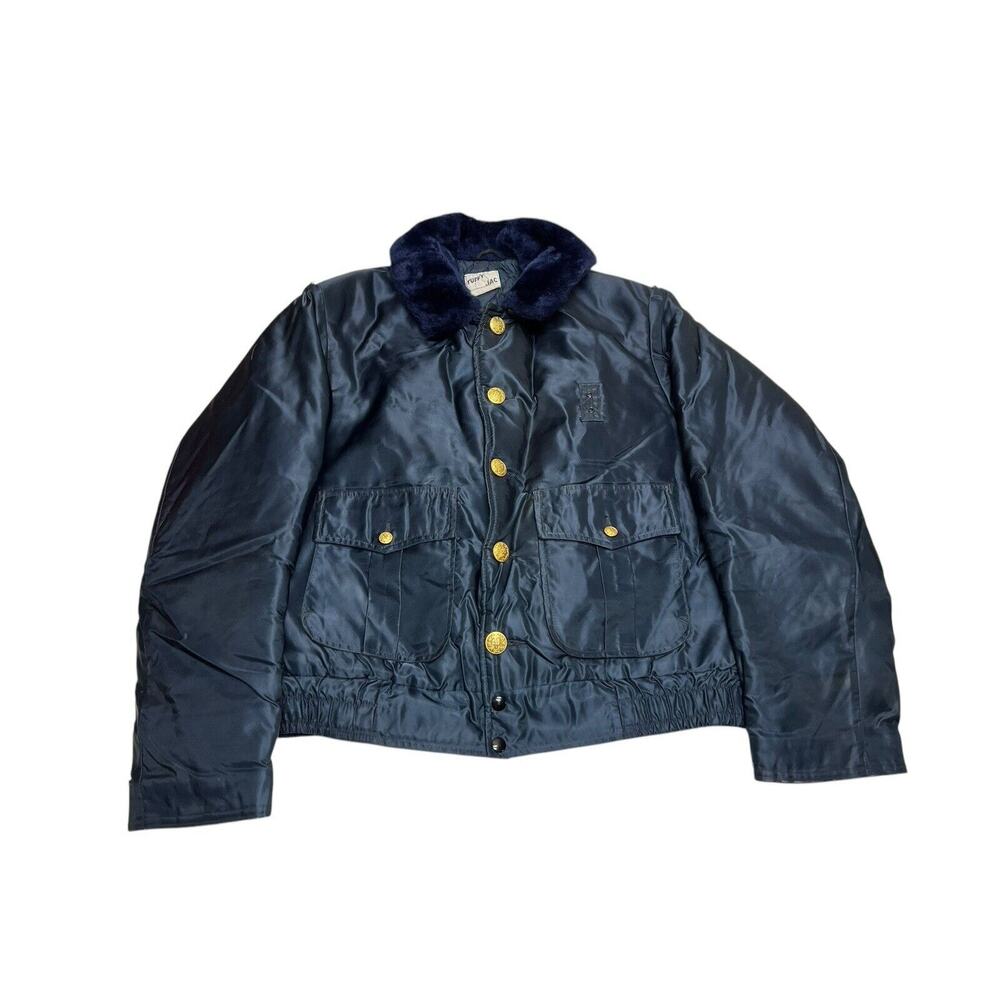Original VTG Mens 44-R Jacket Navy BLue Tuffy Jac Trooper Bomber Biker